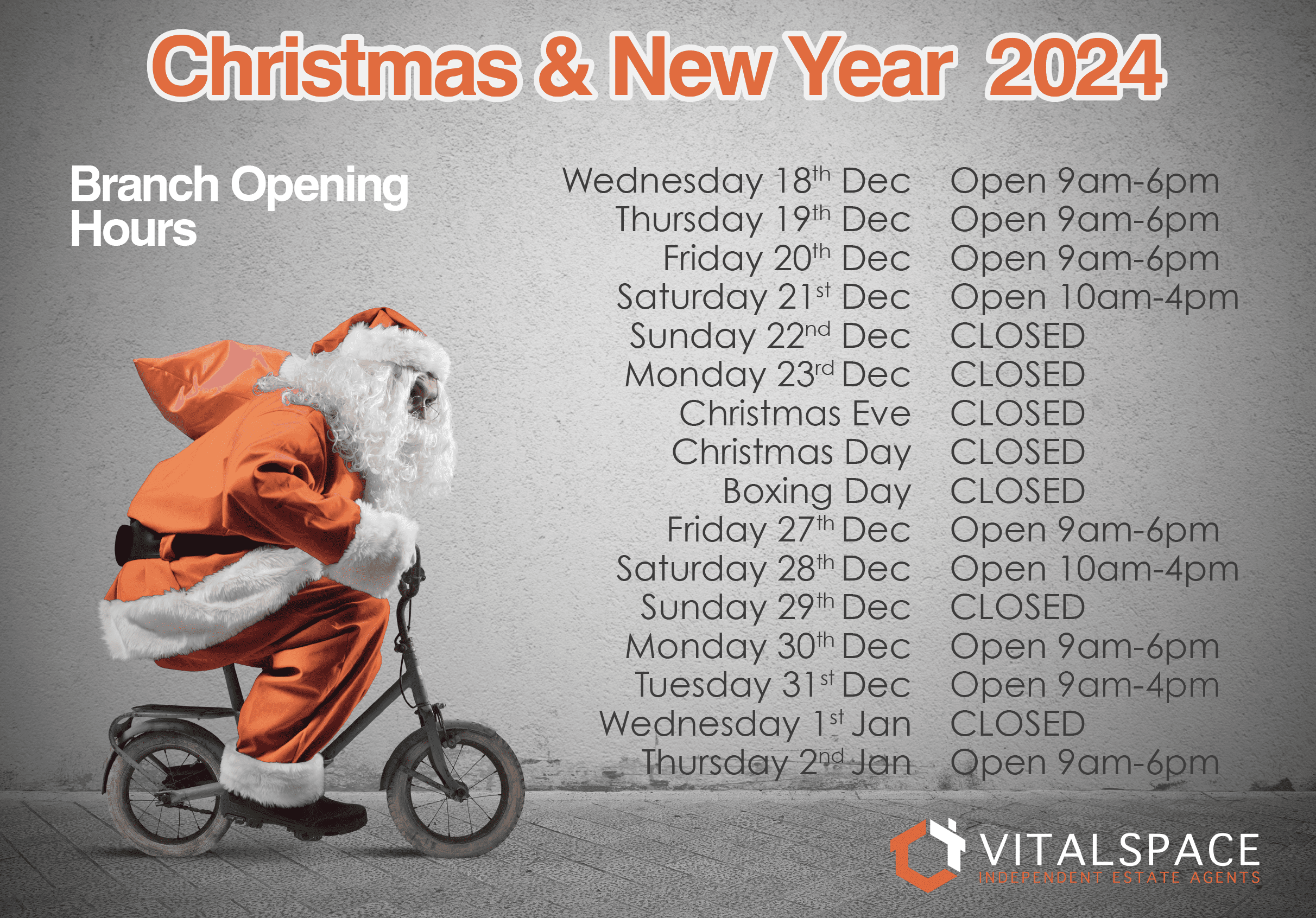 Christmas opening hours